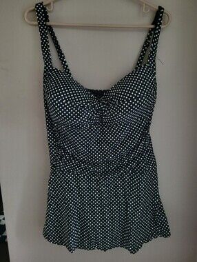 NipTuck Swim Black & White Polka Dot Swim Dress